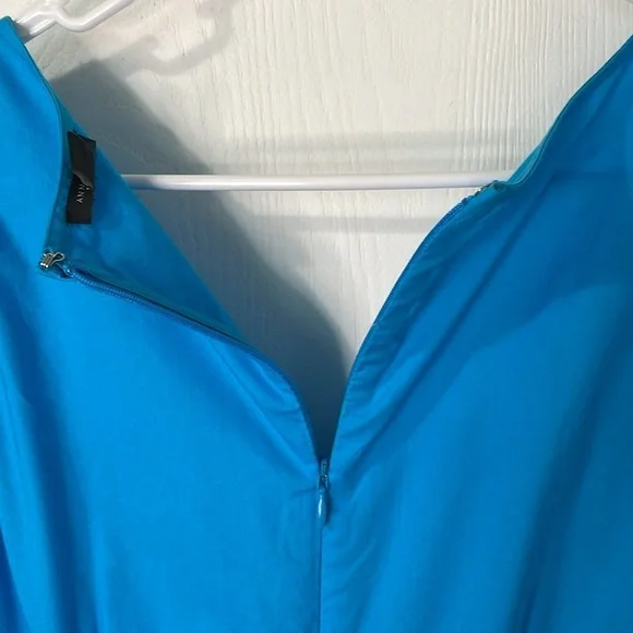 Ann Taylor Factory Blue Eyelit Tiered Embroidered Petal Sleeves Maxi Dress Sz 8 - Picture 7 of 13